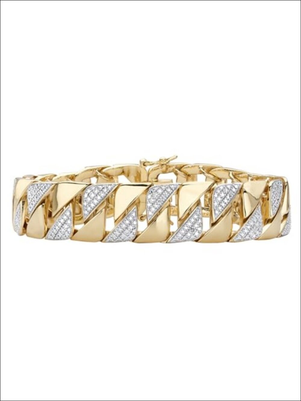 18K Yellow Gold Plated Diamond Accent Interlocking Link Bracelet